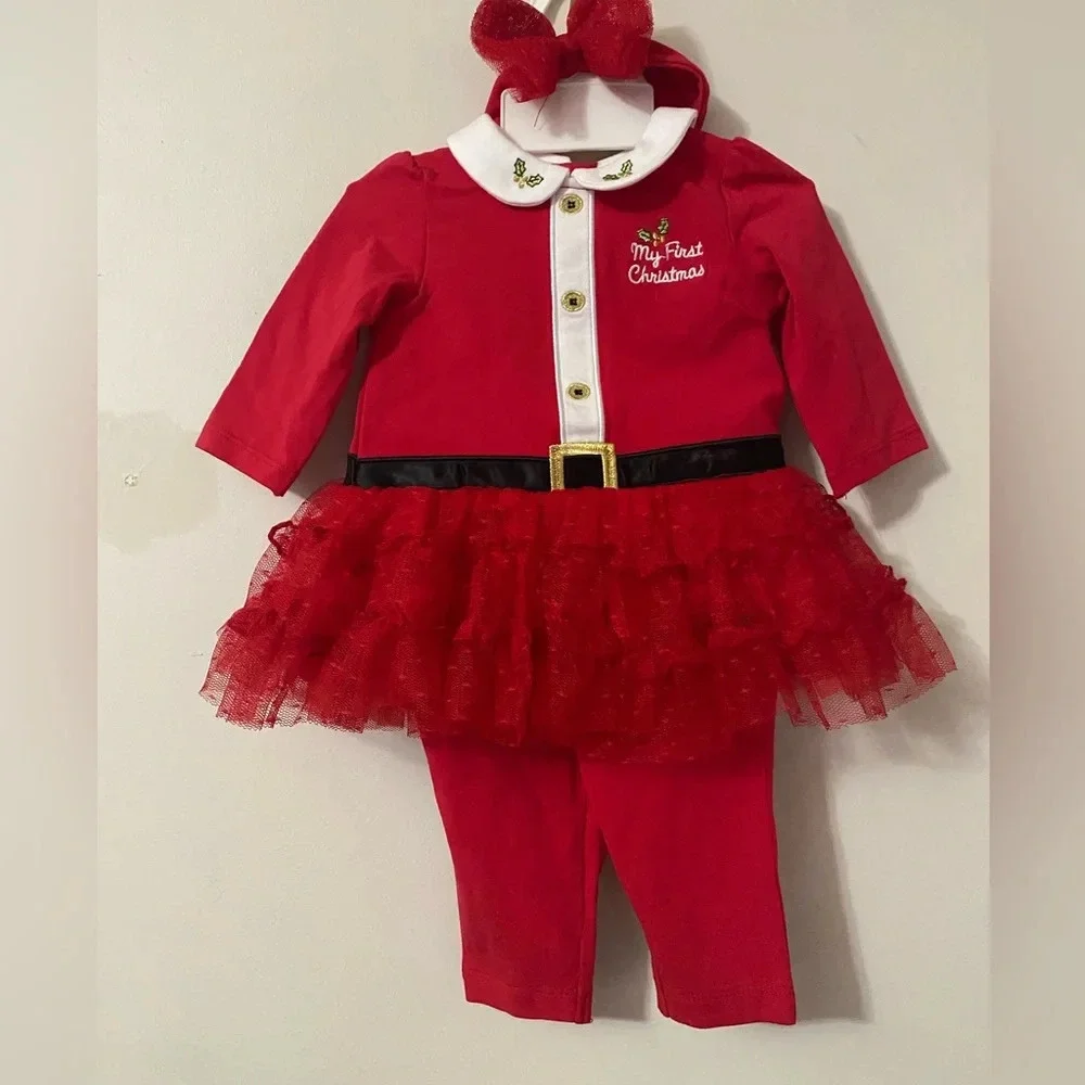 New My 1st Christmas Outfit & Headband